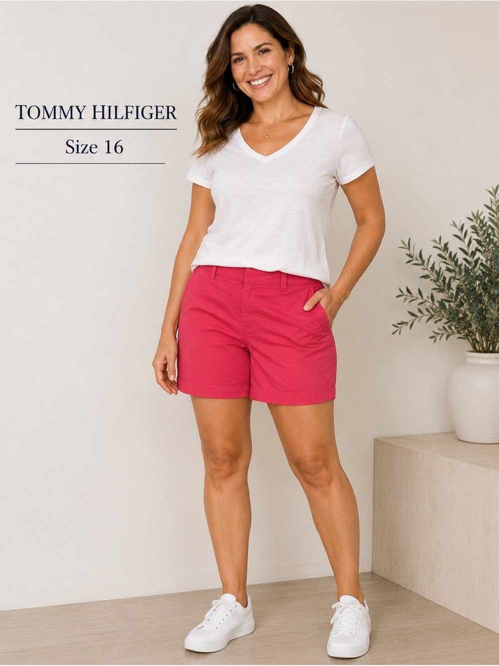 Tommy Hilfiger Vibrant Barbiecore Pink Women's 100% cotton shorts /size 16